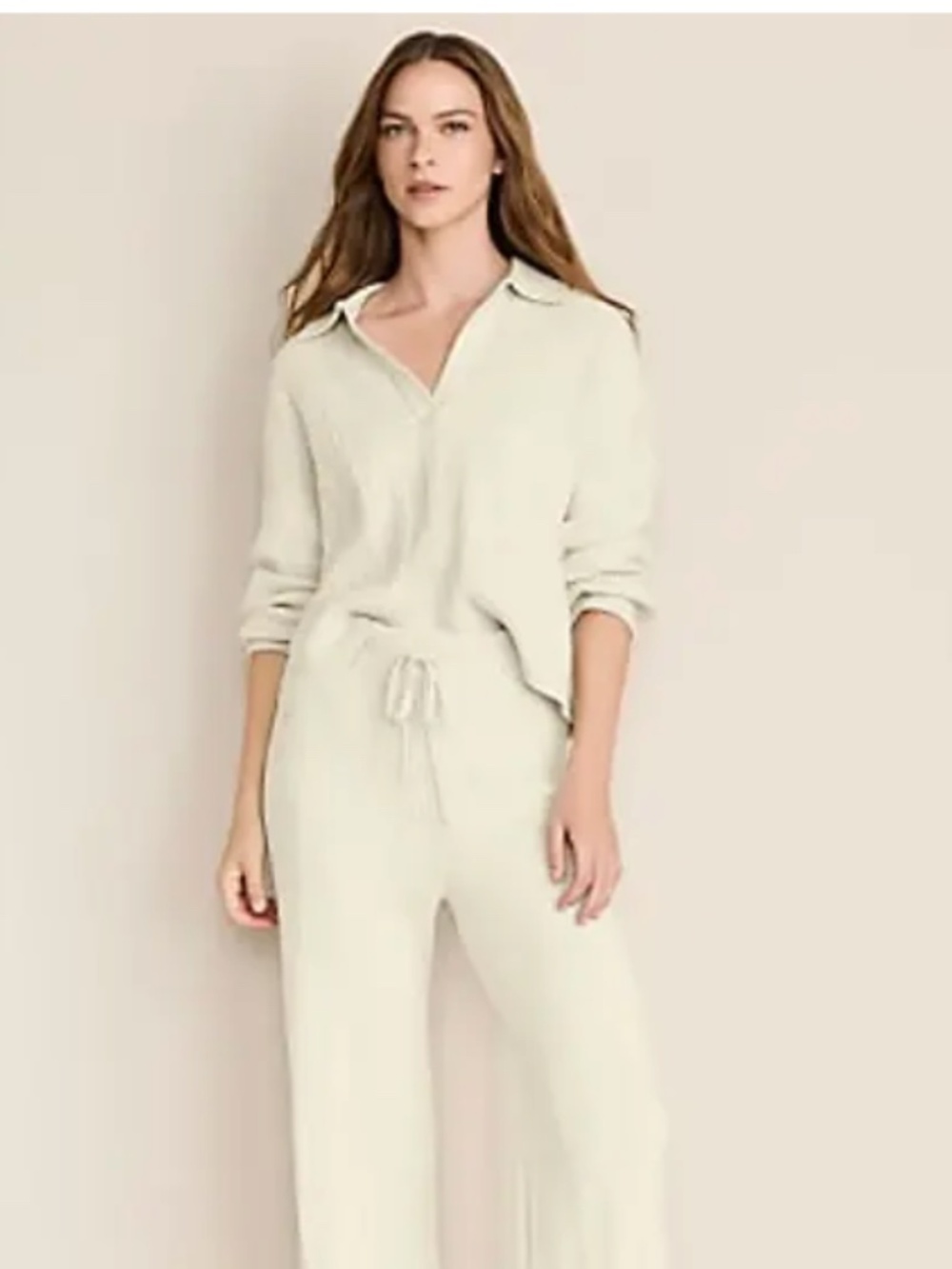 Lou & Grey Heathered Ribbed Collared Sweater